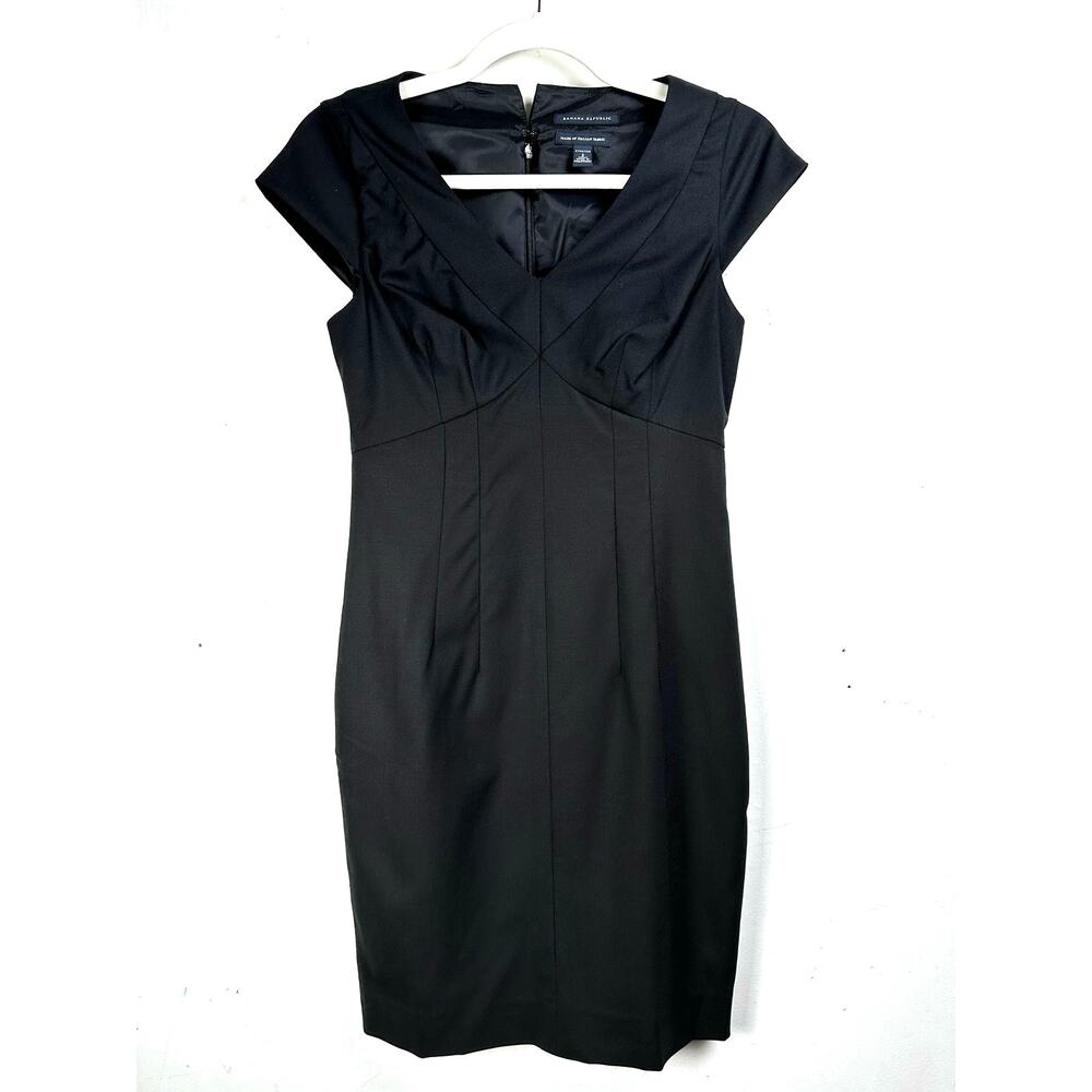 Banana Republic Elegant Black Cap Sleeve sheath Mini Dress